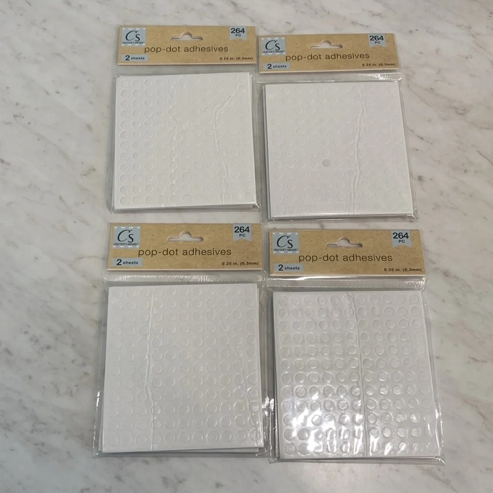 NEW Foam Pop Dot Adhesive White Circles and Squares 9 Packages